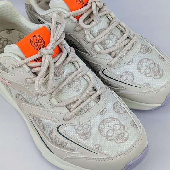 Skechers Street Sneaker Tres Air Uno Dia De Muertos Lace Up Natural 7.5 NWT - Picture 6 of 15